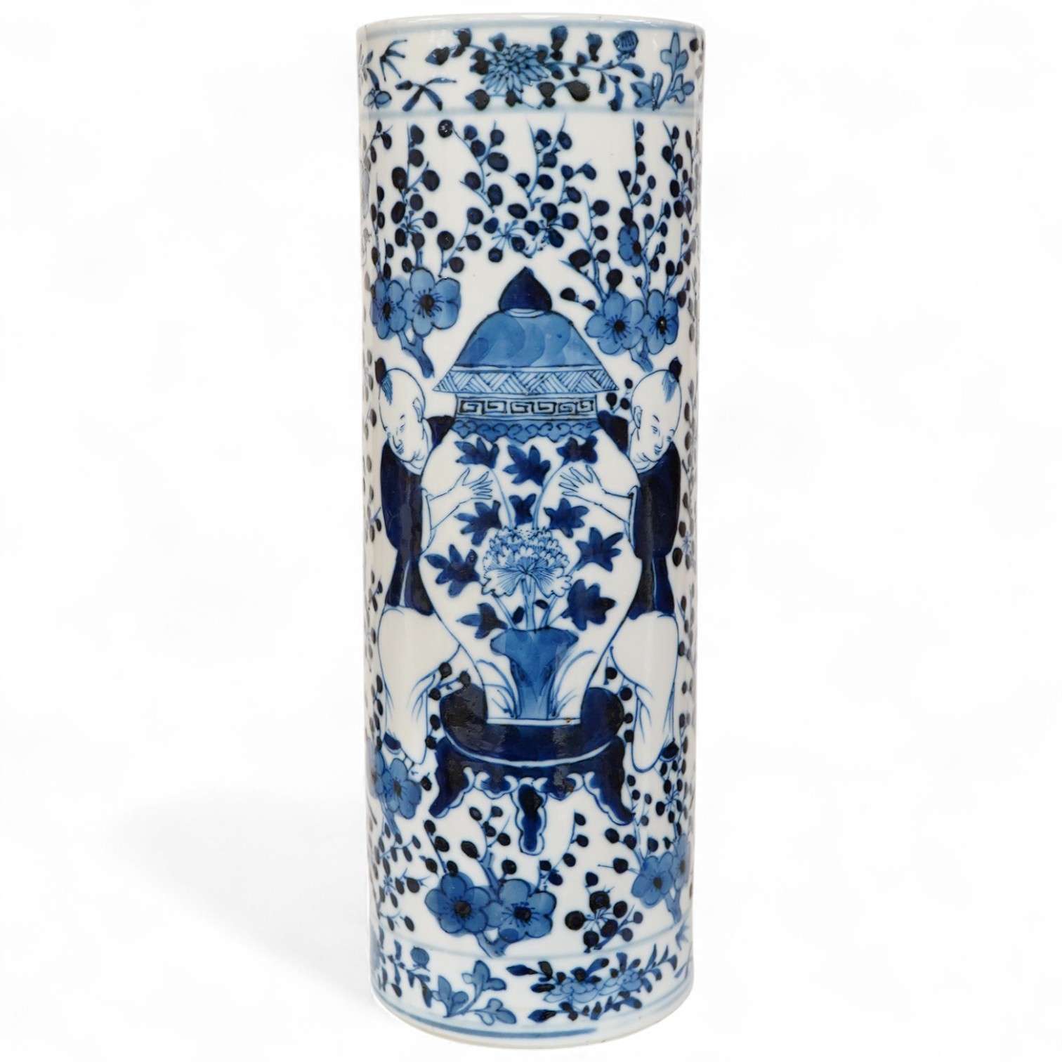 A late 19th/early 20th century Chinese sleeve vase, Kangxi mark, 25cm